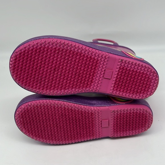 Members Mark Pink Purple Rainbow Unicorn Rain Boots Waterproof Slip On size 13/1 - Picture 7 of 11
